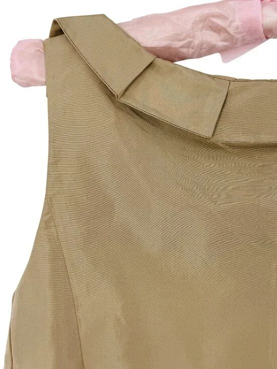 Vintage J.Crew Archival Silk Dress 12 | Champagne Beige 2010s Glamoratti Elegant - Picture 6 of 10